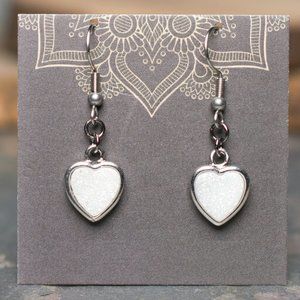 Druzy Aura Quartz Heart Earrings